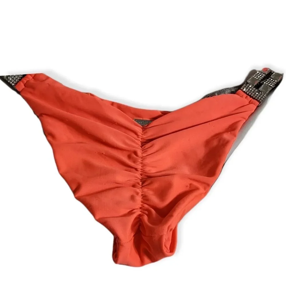 BEACH BUNNY "Cosmic‎ Jewel" Neon Orange Bikini (Top L, Bottom XS) - Picture 6 of 9